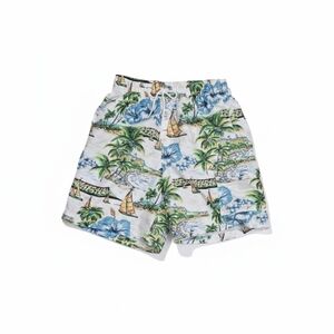 croft & barrow White Tropical Print Swim Shorts with Blue and Green Accents